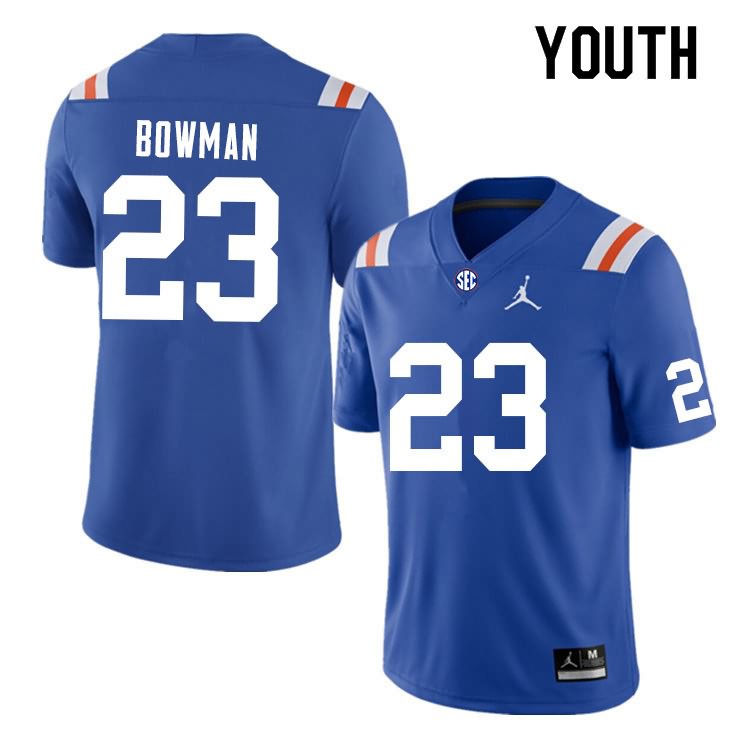 NCAA Florida Gators Demarkcus Bowman Youth #23 Nike Blue Throwback Stitched Authentic College Football Jersey NCY2064MB